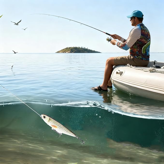 Glide Bait, Slow Sinking Swimbait, Topwater Hard Lures for Bass Catfish,Pike Perch, Freshwater or Saltwater
