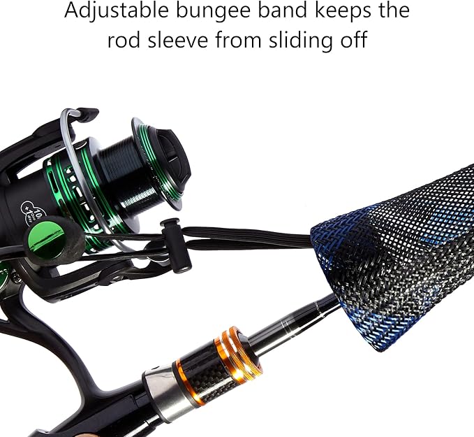 BASSDASH Casting Spinning Fishing Rod Sleeves Protective Rod Socks for Fishing Poles Up to 7-1/2ft