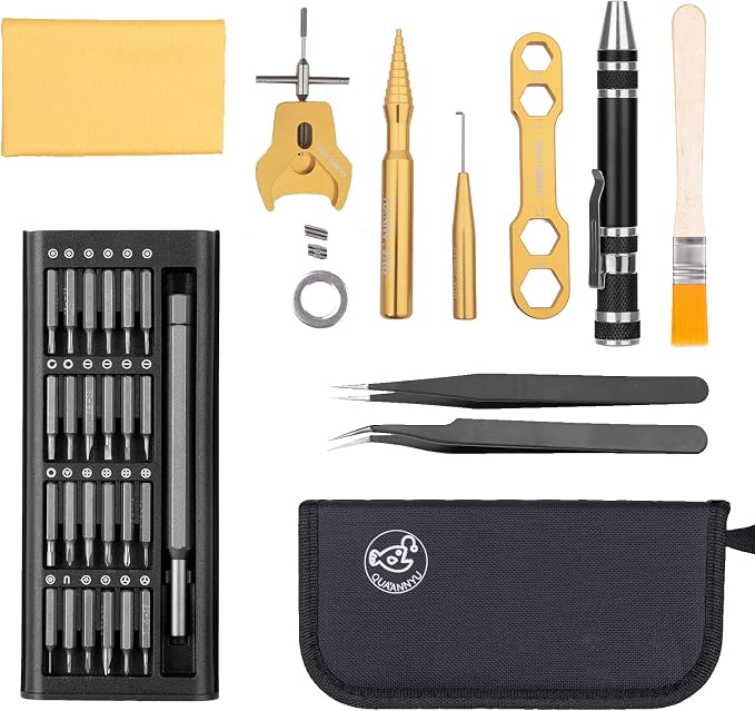 QUA'ANNYU Fishing Reel Maintenance Kit, Professional Fishing Reel Care & Repair Tool Set with 24/30/38-in-1 Screwdriver Set