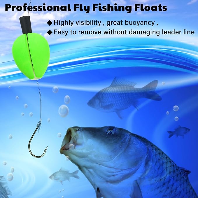 30 Pcs Trout Float Foam Teardrop Strike Fishing Bobbers Fishing Floats Fly Fishing Strike Indicators for Trout Offshore Saltwater Freshwater