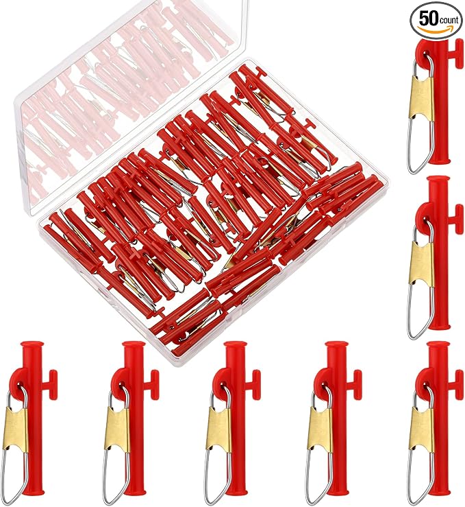 Soulchen 50 Pcs Sinker Slides for Catfishing with Metal Snaps ABS Fishing Weight Sinkers Slider Clip Outdoor Accessories Catfishing Tackle Equipment for Fishing Boat Beach
