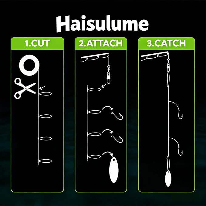 Pre-Tied Dropper Loop Knots Fishing Line, 80 Knots Monofilament Leader with 5.5" Loop Diameter & 18" Spacing, Saltwater & Freshwater Fishing Knots Line for Sea Bass, Snapper, Cod