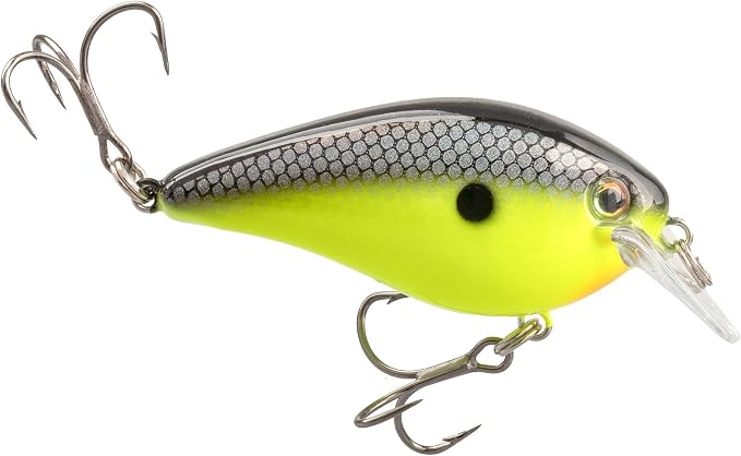 Strike King (HCKVD1.5E-432) KVD Elite 1.5 Squarebill, Shallow-Running Crankbait, Silent Hunting Action, 3/8-Ounce, Dives 3 to 6-Feet, Size 4 Mustad Triple Grip Treble Hooks, Chartreuse Baitfish