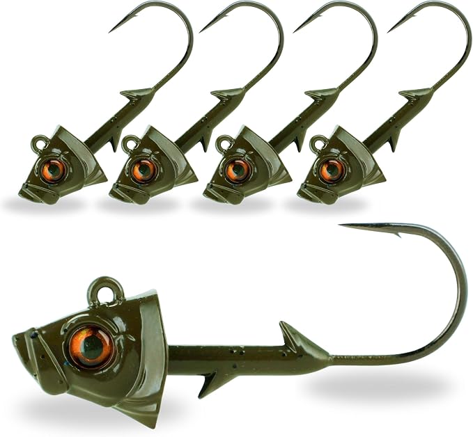 Reaction Tackle Swimbait Jig Head/Weighted Hooks for Saltwater and Freshwater/Realistic Fish Head (5 Pack)