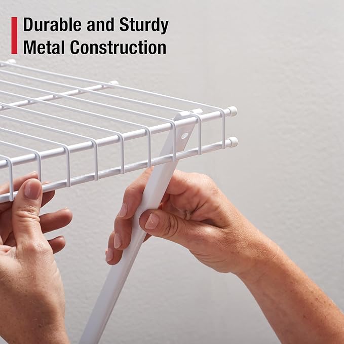 Rubbermaid 36" Pantry Organization Shelf System Direct Wall Mount 4 Shelves and Mounting Hardware Kit Included White Wire Shelving System for Home/Pantry/Closet