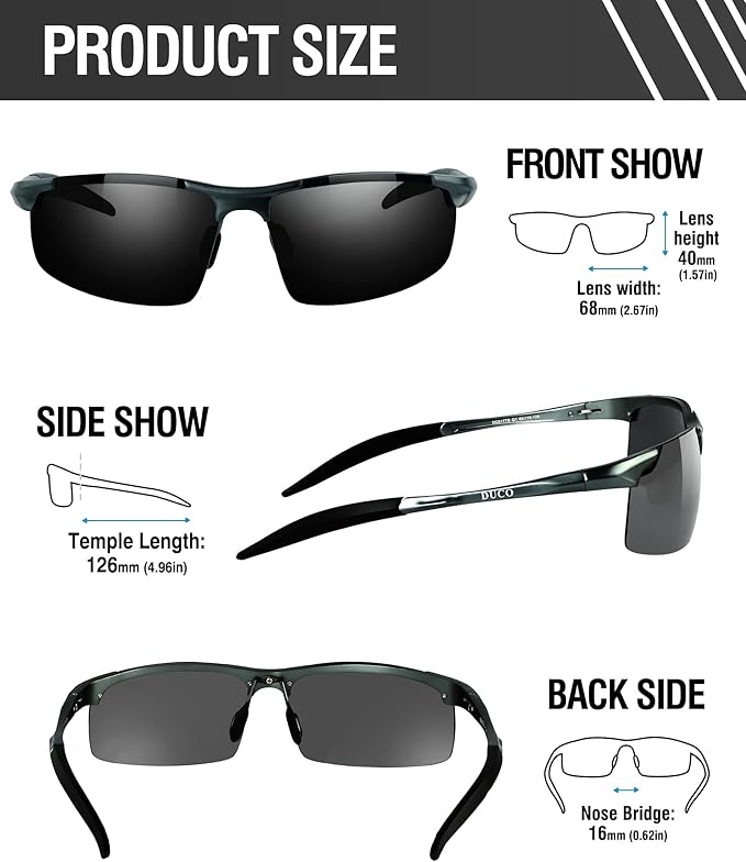 DUCO Mens Sports Polarized Sunglasses UV Protection Sunglasses for Men 8177s