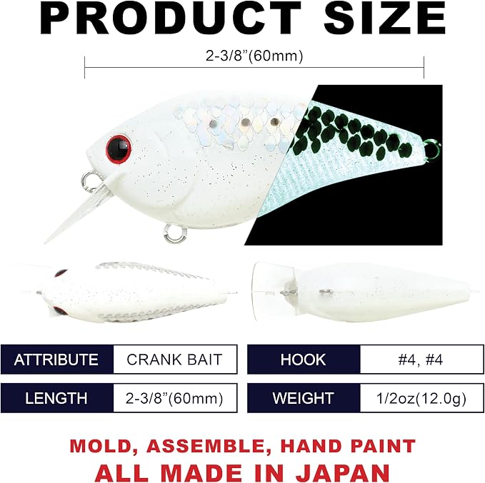 LUCKY CRAFT LC 1.5 Silent Squarebill Crankbait Fishing Lure, 2-3/8", Bass Fishing Lures for Freshwater, Hard Crankbait with Treble Fishing Hooks, Fishing Accessories