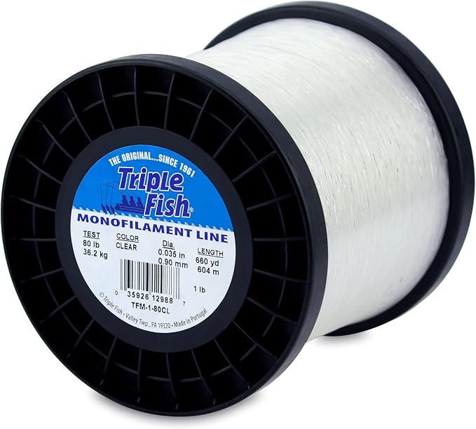 Triple Fish Monofilament Fishing Line - Strong Clear Pink Camo Color for Trolling, Bottom Fishing, Casting Main Line Catfish, Bass