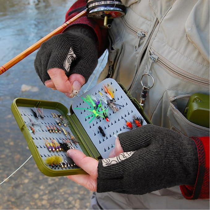 Palmyth Wool Fishing Gloves 3-Cut Fingers Warm for Men and Women Cold Weather Fingerless Gloves for Winter Fly Fishing