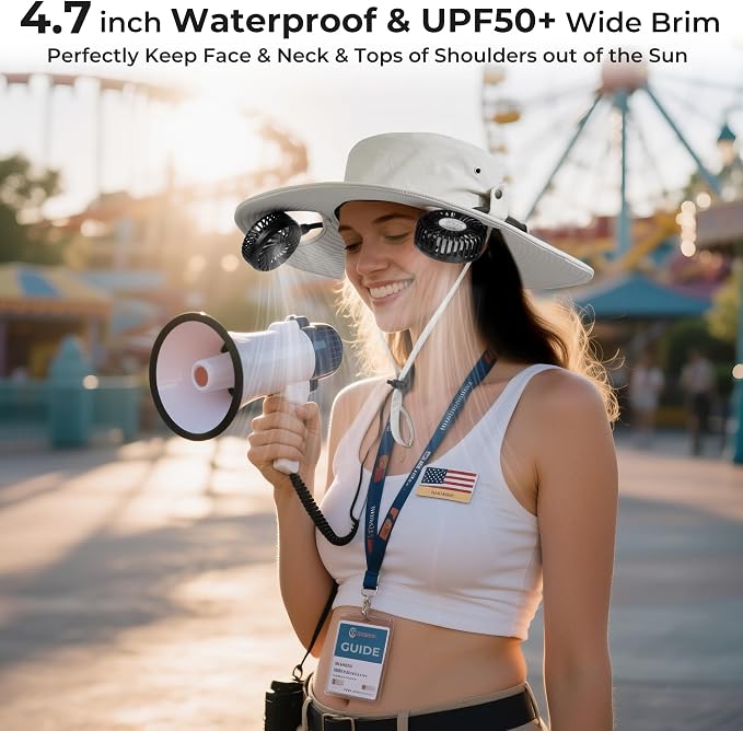 AMACOOL Bucket Hat Fan, Gifts for Him Father Dad Husband, Fishing Essentials for Women Men Camping Hiking Beach Gardening