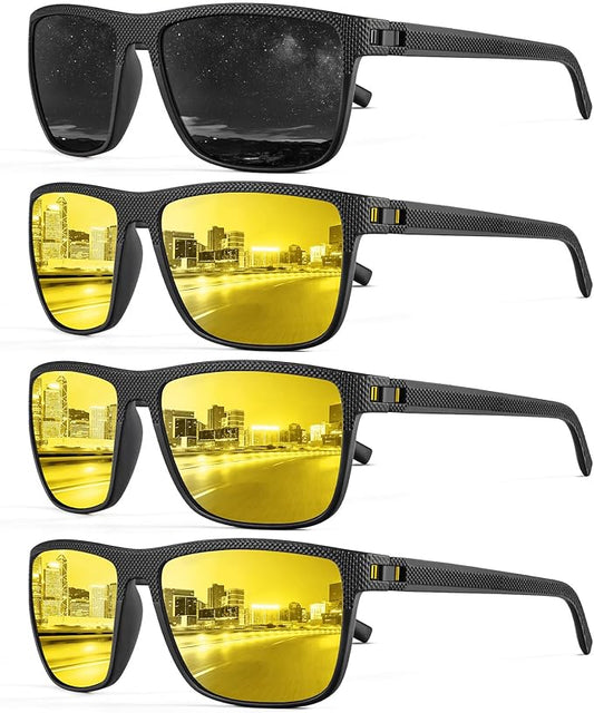 NSSIW Mens-Sunglasses Polarized Sunglasses Men : Classic Sun Glasses with UV Protection for Driving Fishing Golf 4 Packs