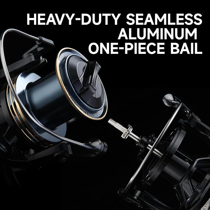 Big Game Surf Spinning Fishing Reel 8000/12000,20KG Drag Power Backlash-Free Bearings,Metal Reel Seat,Zinc Alloy Gear for Saltwater Inshore and Offshore Fishing