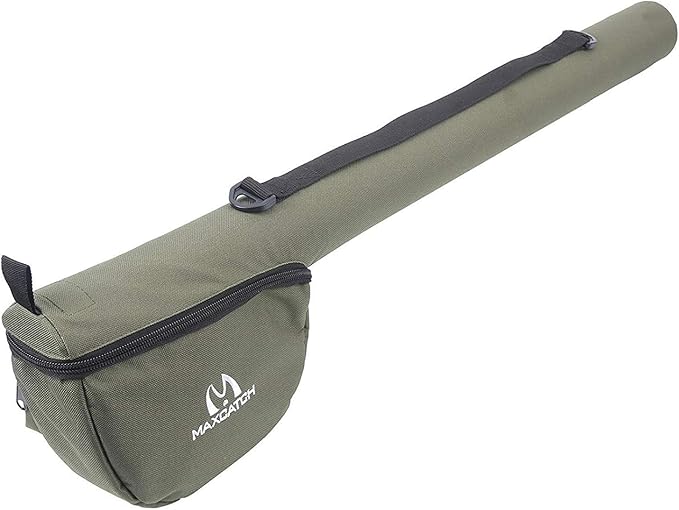 M MAXIMUMCATCH Maxcatch Fly Fishing Rod Case with Reel Pouch, Complete Protection Bag, For 9FT 2/4 Pieces Rod, Single (Green, 9' 4sec)