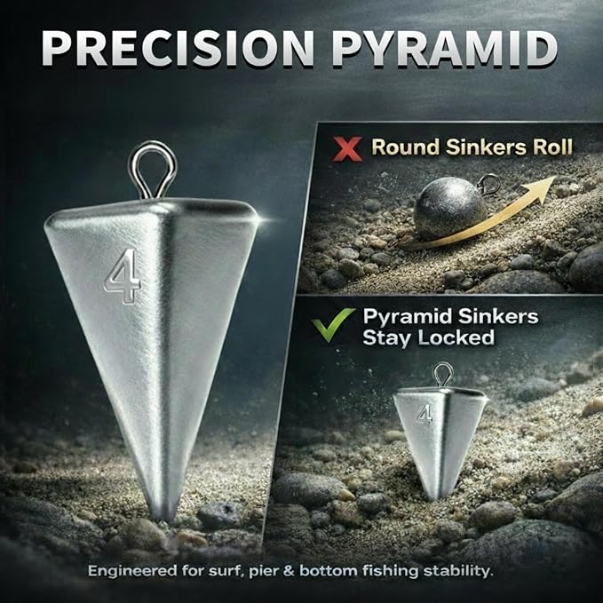 Pyramid Fishing Weights Sinkers Kits Triangle Ocean Saltwater Surf Fishing Gear Tackle Bullet Fishing Weights Sinker 2oz 3oz 4oz