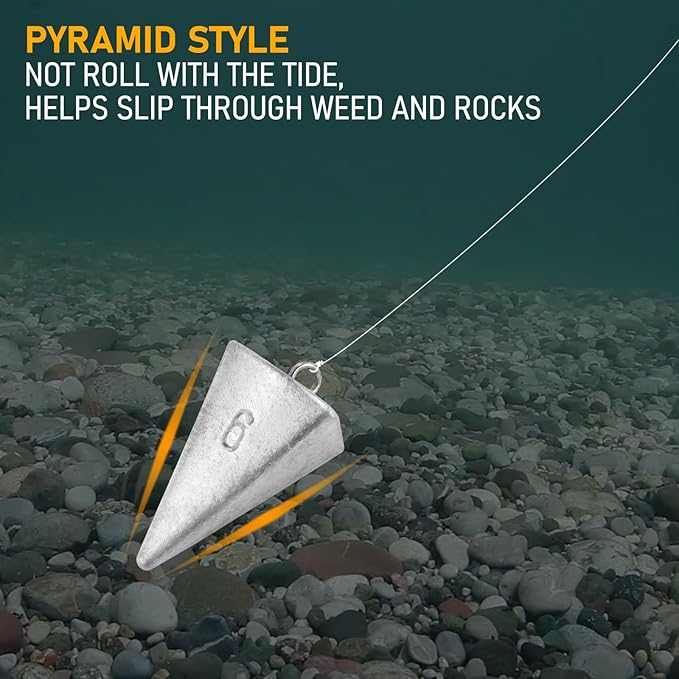 Dr.Fish Pyramid Sinkers Saltwater Lead Fishing Weight 1oz-32oz/2LB Triangle Surf Fishing Bank River Catfishing Pompano