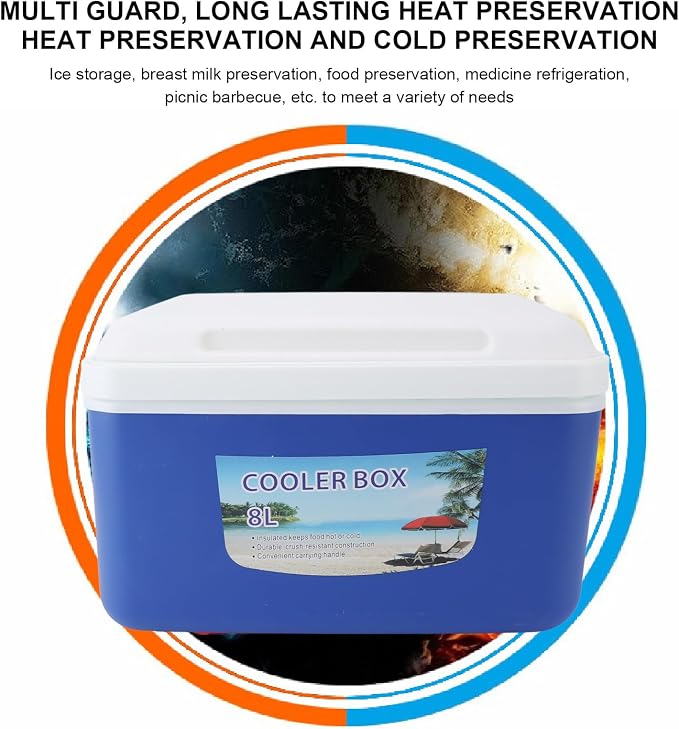 Insulated Portable Cooler Efficient Warm Cold Insulation Portable Hard Cooler Box Ice Cooler for Camping Picnic Beach Drink Beverage Fishing
