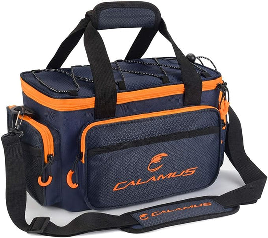 Calamus Fishing Tackle Bags - Fishing Bags for Saltwater or Freshwater Fishing - Rip-Stop PE - Padded Shoulder Strap - Pliers Storage -Orange