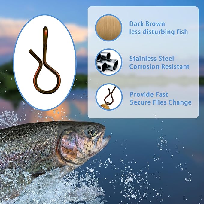 Eupheng Quick Change Fly Fishing Snaps Stainless Steel, Fishing swivels, Fast Easy & Secure, Hook Snaps for Flies, Jigs, Lures, Great Value Pack