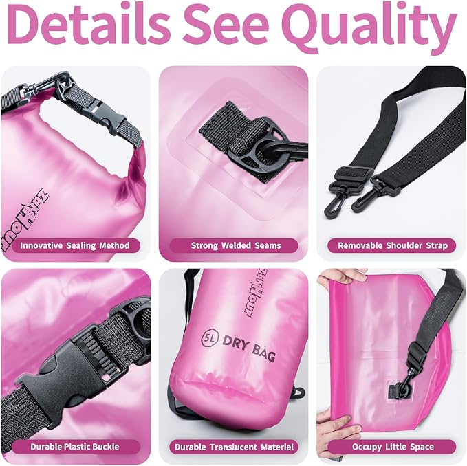 Waterproof Dry Bag - Roll Top Transparent Storage Bag,2L/5L/10L/20L,Suitable for Traveling, Swimming, Kayaking, Camping, Fishing, Rainy Day Trips