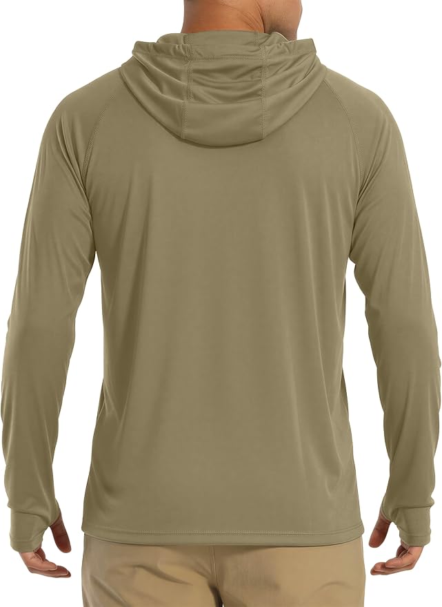 MAGCOMSEN Men's Hooded UPF 50+ Sun Protection T Shirts Long Sleeve Athletic Fishing Shirts Rash Guards
