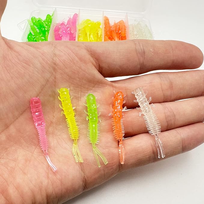 75pcs Crappie Lures Kit - Soft Plastic Coloured Crappie & Panfish Shad Baits
