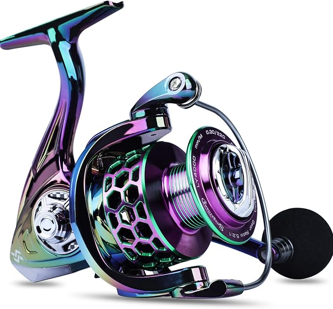 Sougayilang Colorful Fishing Reel 13 +1 BB Light Weight Ultra Smooth Powerful Spinning Reels, with CNC Line Management Graphite Frame, for Freshwater