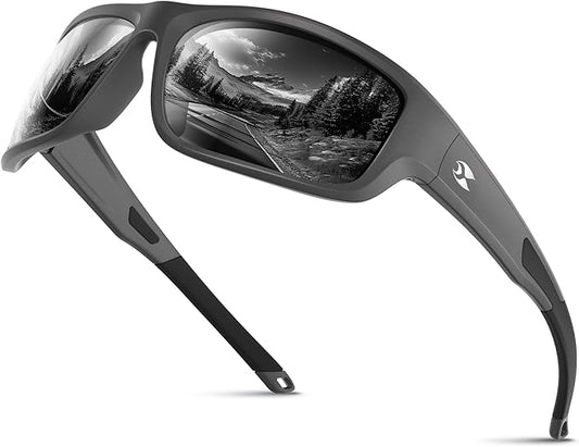 suoso Sports Polarized Sunglasses for Men: Women UV400 Protection Wrap Around Sun Glasses for Golf Fishing Running Driving
