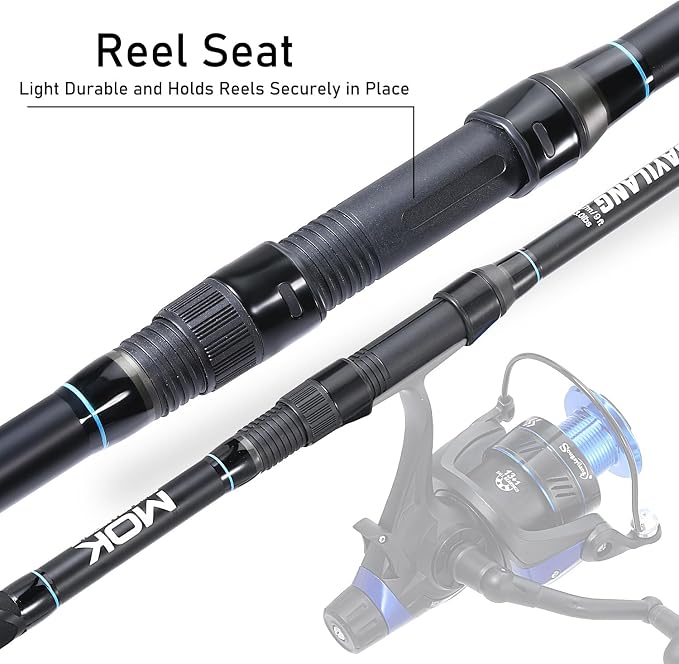 Sougayilang Spinning Fishing Rod, 3-Piece, Carbon Catfish Rod with EVA Comfortable Handle for Catfish and Carp Fishing, Medium/Heavy Power, 9'0"/10'0"/11'0" (11'0")