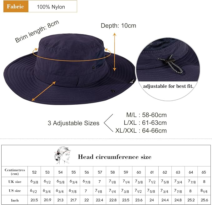 TOP-EX Men's Wide Brim Sun Hat UPF 50+ Waterproof, Packable Breathable Mesh Boonie Bucket Cap for Hiking Fishing Safari