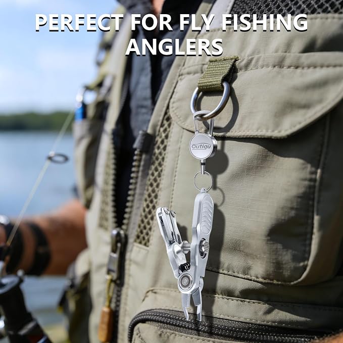 Multifunctional Fishing Line Cutters – Fly Fishing Nippers with Retractors, 420 Stainless Steel Knot Tying Tool and Braided Line Scissors Clippers, Rustproof Fishing Gear Gifts for Men