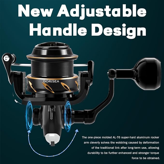 GK Spinning Reel,Fishing Reel Saltwater,Shallow Aluminum Line Cup 5.2:1 Gear Ratio, Upgraded Copper Gears, Metal Handle Knob, Smooth Bearings