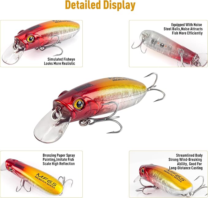 KINGDOM 3PCS Topwater Fishing Lures for Bass Whopper Popper Fishing Lure for Bass Catfish Pike Perch Floating Pencil Bait with Propeller Tail Freshwater/Saltwater