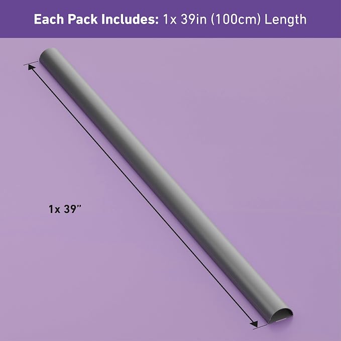 D-Line Half Round Cord Hider, Patented Cable Cover, Hide TV Wall Mount Wires, Raceway for Cords, Decorative Wire Covers, Paintable, Adhesive Cable Concealer, 2in W x 1in H x 39in L, Gray