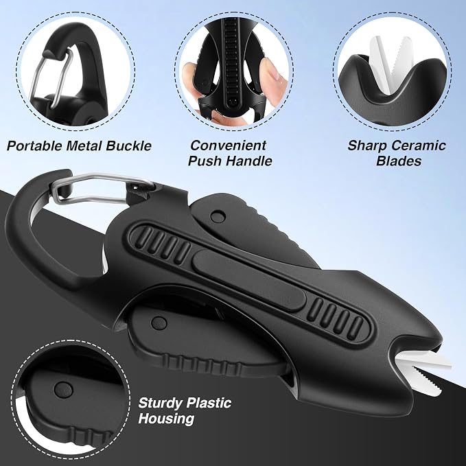 Enhon 2pcs Retractable Fishing Line Cutter with Ceramic Blades, Mini Fishing Scissors for Braid/Mono/fluorocarbon, Portable Angler Snips with Buckle, Gear Gift for Anglers