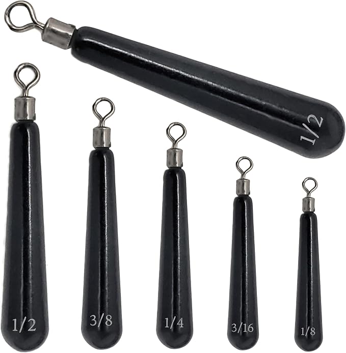 Reaction Tackle Tungsten Drop Shot Weights - Fishing Sinkers for Bass Drop Shot Rig - Size Stamped - Freshwater and Saltwater