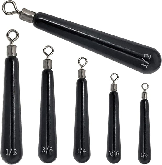 Reaction Tackle Tungsten Drop Shot Weights - Fishing Sinkers for Bass Drop Shot Rig - Size Stamped - Freshwater and Saltwater