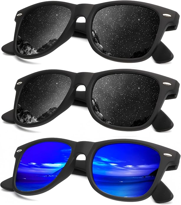 KALIYADI Polarized Sunglasses for Men and Women Matte Finish Sun glasses Color Mirror Lens UV Blocking (3 Pack)