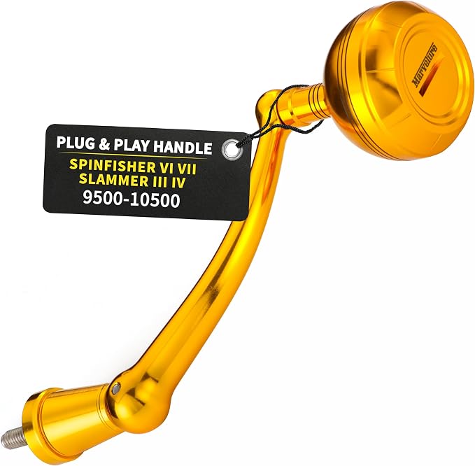 Foldable Power Handle for Penn Spinfisher VI VII Slammer III IV (Not for Spinfisher Long Cast/V/SS) (Gold, Slammer/Spinfisher 9500-10500 Thread)