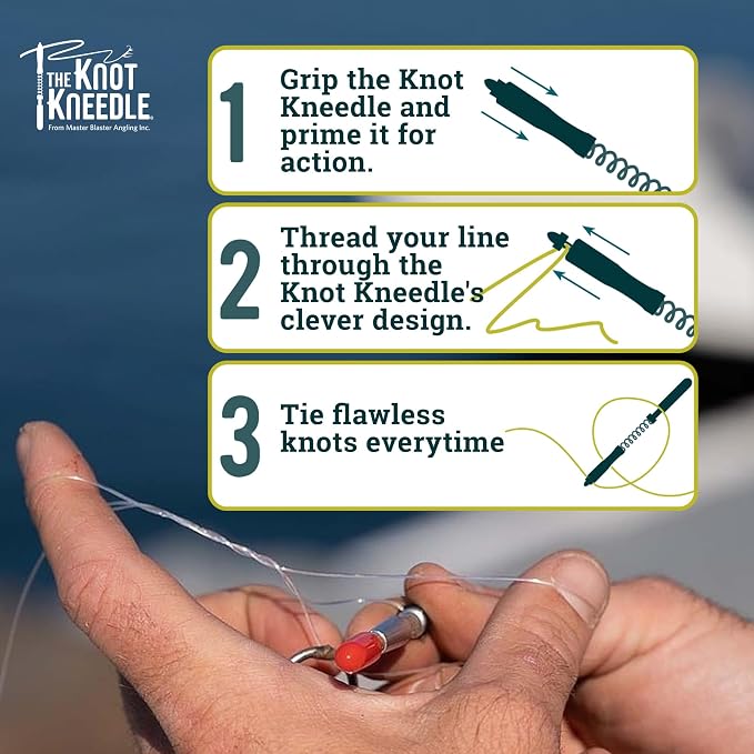 KNOT KNEEDLE - Fishing Knot Tying Tool, Fish Hook Tying Tool, Fish Knot Tying Tool, for Hooks & Lines, Fishing Gear & Accessories - Single with Zinger