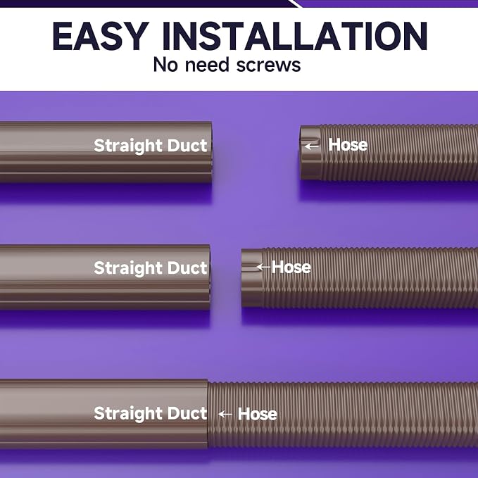 3" Width x 1.6 Ft Flexible Duct, PE Material, Mini Split Line Set Cover Part, Air Conditioner Accessories for Mini Split Air Conditioners and Central AC, Brown