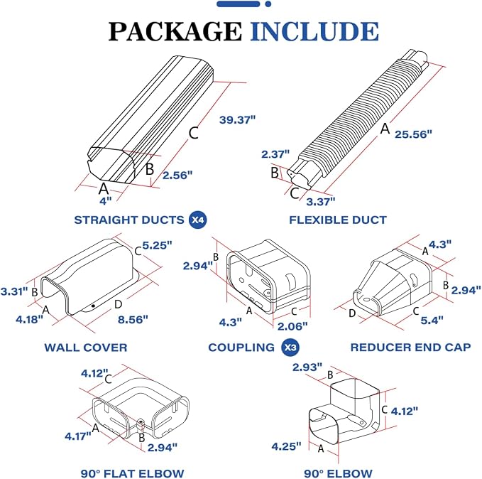LyPrem Grey 16.5Ft Mini Split Line Set Cover 4" PVC Line Cover Kit for Mini Split and Central Air Conditioner & Heat Pump