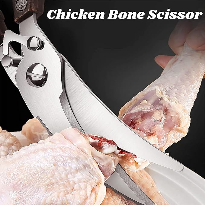 Dream Reach Poultry Shears, Heavy Duty Kitchen Shears with Serrated Edge, No Rust Spring Loaded, Multipurpose Stainless Steel Kitchen Scissors for Chicken, Bone, Meat, Turkey, Fish Thanksgiving Gifts