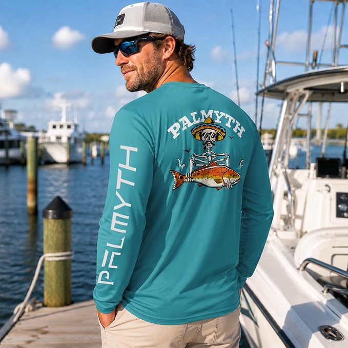 Palmyth Fishing Shirts for Men Long Sleeve UPF 50+ T Shirt Sun Protection Tee