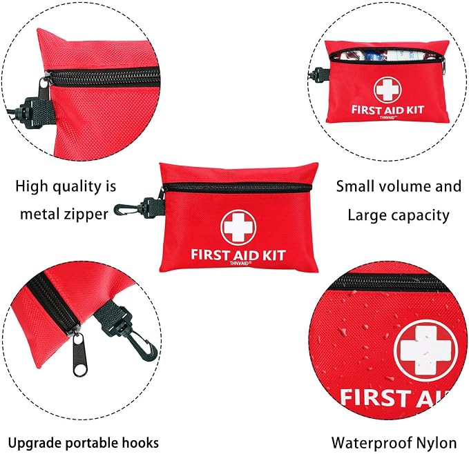 Mini First Aid Kit - 147 Piece Small First Aid Kit,with Rotatable Buckle Ideal for Cars, Schools, Sports, Homes, Travel, Camping, Hiking ﻿