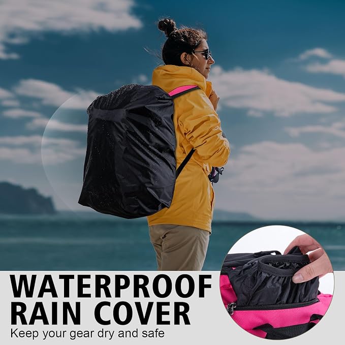 Goture Fishing Backpack,900D Water-Resistant Tackle Backpack with Rod Holders,45L Large Fishing Bag Storage Gear Tackle Bag with Rain Cover,Bottle Holder for Travel Camping Hiking(Without Tackle Box)