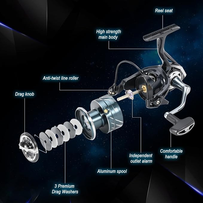 Sougayilang Spinning Fishing Reel,5.0:1/4.7:1 Gear Ratio,3+1BB High Strength Aluminum Design,Ultra-Smooth Operation with Free Balance Bar 1000 2000 3000 4000 5000series