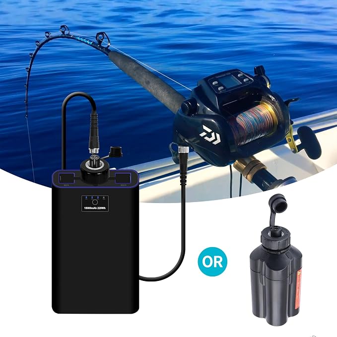 Electric Fishing Reel Battery Power Cable - 1.5FT Rust-Proof Power Cord Compatible with Daiwa Tanacom Seaborg Leobritz BeastMaster Shimano Fishing Reel Super Air Cord BM LB Prof PrB ProS