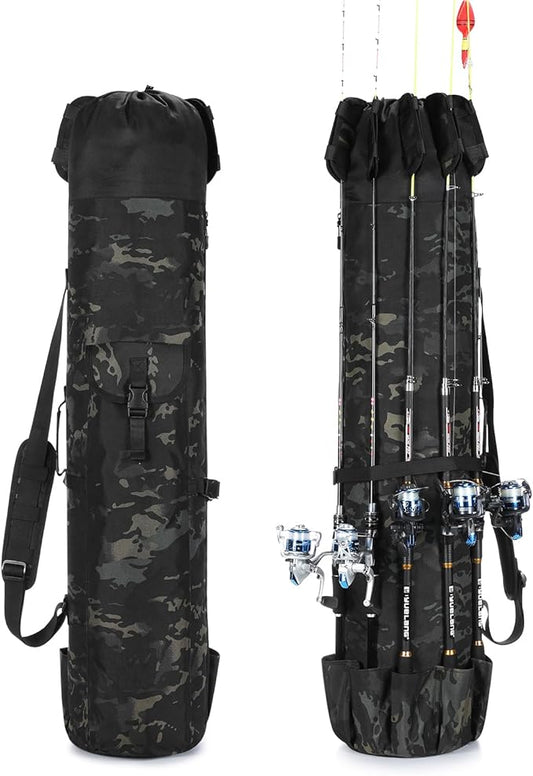 Fishing Rod Bag Fishing Rod Case, Durable Folding 900D Oxford Fabric Portable Large Capacity Waterproof, Fishing Gifts for Men Boys