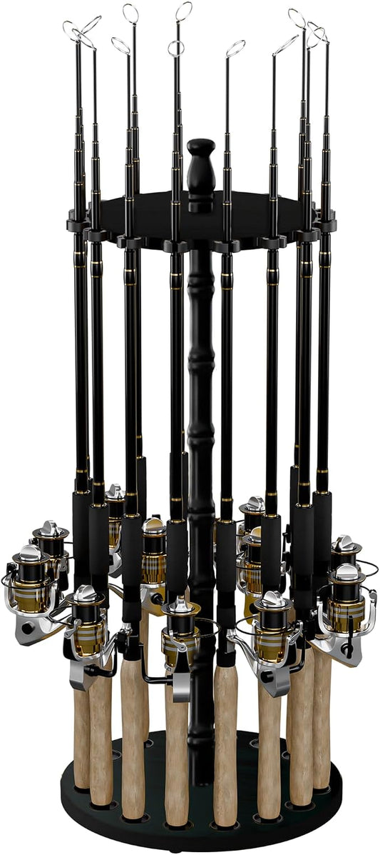 Rush Creek Creations | Fishing Rod Holder for 16 Rods, Fishing Pole Holder for Garage Organization and Storage, for Fishing Reels, Fishing Gear, Fishing Accessories, Tackle Box (360° Access))