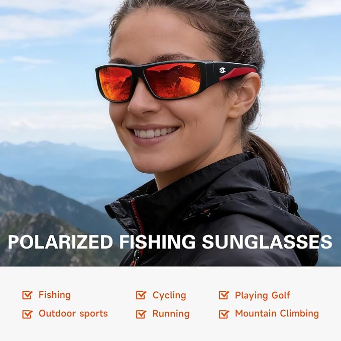 suoso Polarized Fishing Sunglasses for Men: Women UV400 Protection Wrap Around Sports Sun Glasses for Golf Driving Cycling